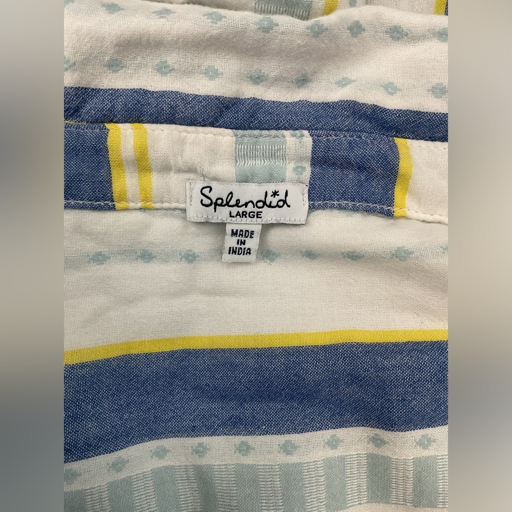 š±Splendid Blue and Yellow Button Down Shirt 100% cotton - Picture 3 of 7